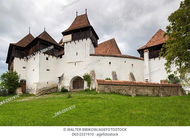 Romania, Transylvania, Viscri, traditional Romanian village, supported by Prince Charles of England, fortified Saxon church built in 1185