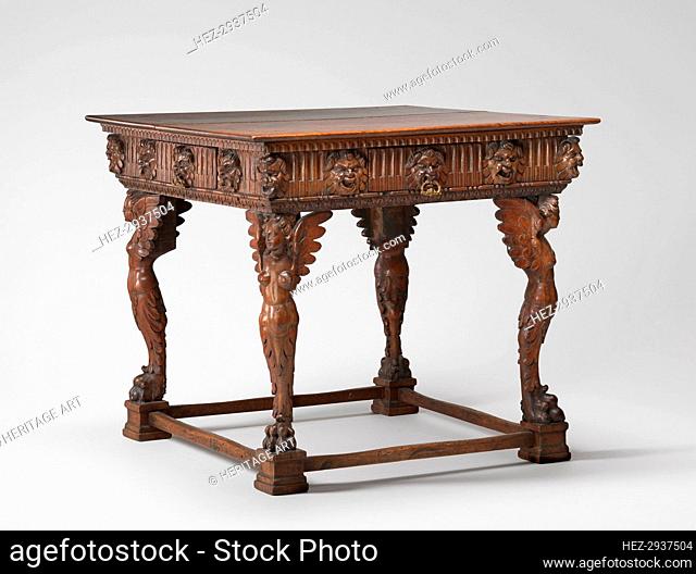 Square Table with Legs Carved as Winged Figures, 16th century. Creator: Unknown