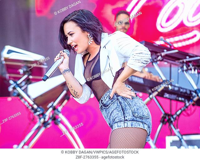 Recording artist Demi Lovato performs onstage at the 2015 iHeartRadio Music Festival at the Las Vegas Village in Las Vegas, Nevada