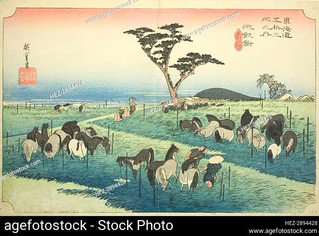 Chiryu: Early Summer Horse Market (Chiryu, shuka uma ichi), from the series Fifty.., c. 1833/34. Creator: Ando Hiroshige