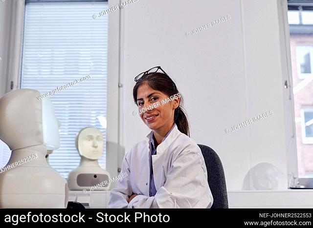 Portrait of smiling female engineer