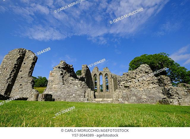 Inch Abbey, a large, ruined monastic site, Downpatrick, Northern Ireland