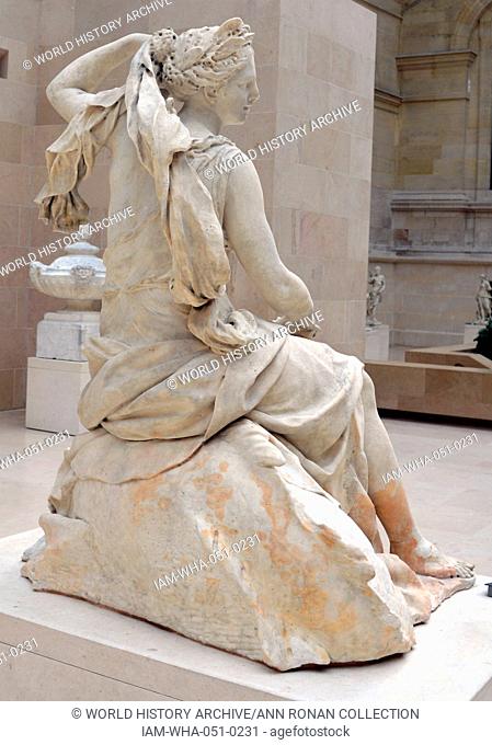 Marble statue of Amphitrite, wife of Poseidon by Charles Antoine Coysevox (1640-1720), French sculptor. Dated 17th century