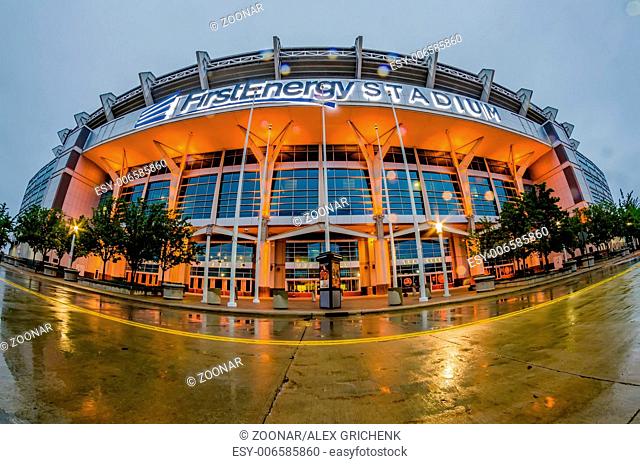 CLEVELAND - JUNE 23, 2014: FirstEnergy Stadium exterior view in Cleveland. It is home of NFL team Cleveland Browns