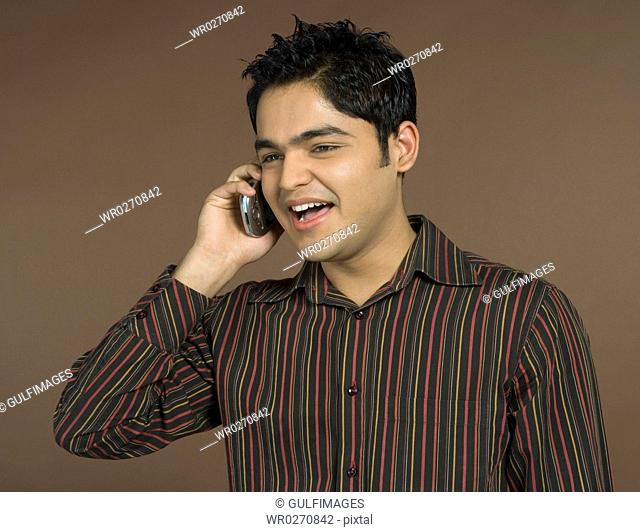 Portrait of teenager on cell phone