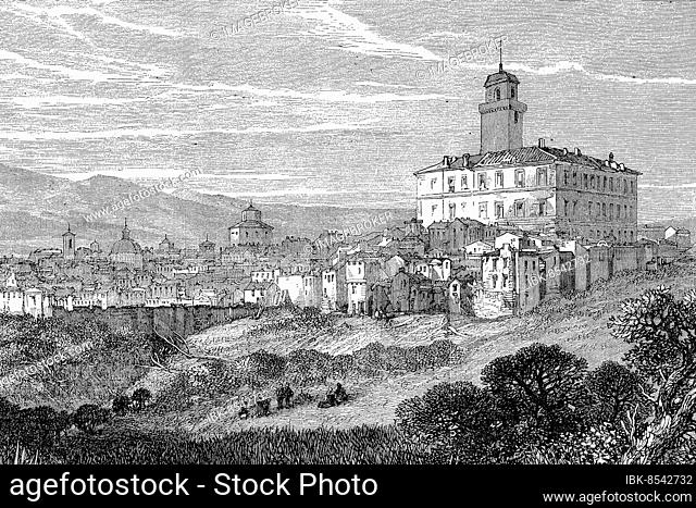 Monte Rotondo in the Papal States, 1869, Rome, Italy, Historic, digitally restored reproduction of an original 19th century painting