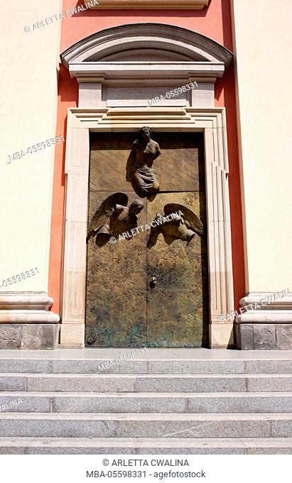 Decorative doors of Jesuit Church in Warsaw Old Town, Poland 2011, Polish Kosciol Jezuitow, otherwise the Church of the Gracious Mother of God