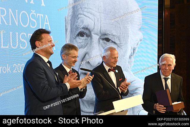 Czech surgeon Pavel Pafko, right, received the Arnost Lustig Prize for civil courage, humanity and justice in Prague, Czech Republic, October 13, 2021