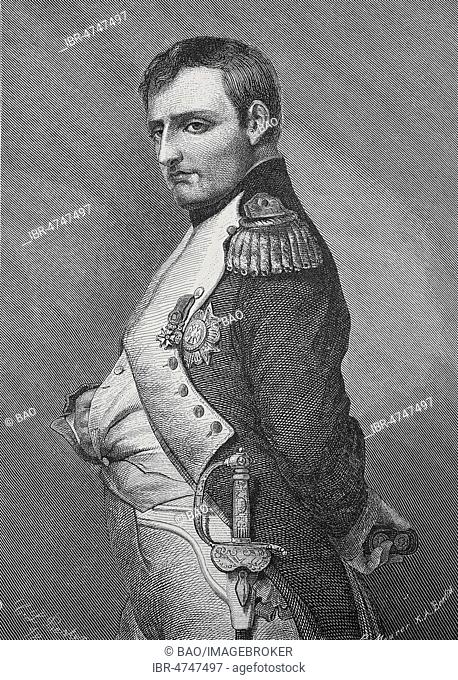 Napoleon Bonaparte, born 15 August 1769, death 5 May 1821, 1810, woodcut, France