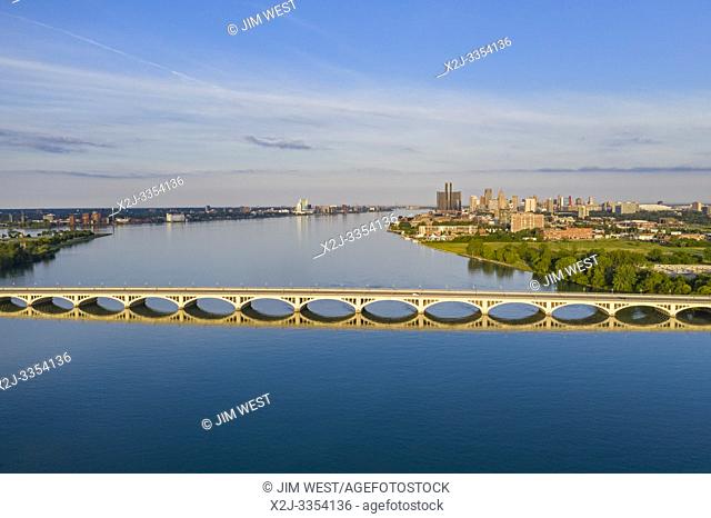 Detroit, Michigan - The Belle Isle bridge, which connects Detroit to Belle Isle, a state park in the Detroit River