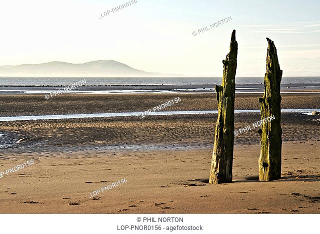 England, Cumbria, Silloth, A view of Solway bay with Mount Criffel on the horizon