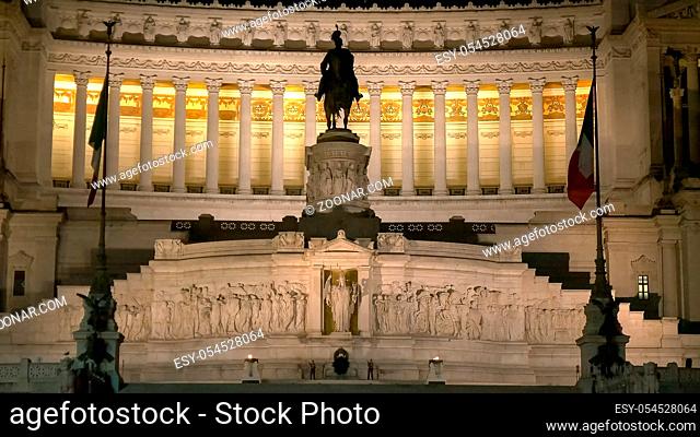 a close up shot of the victor emmanuel ii monument in rome, italy at night