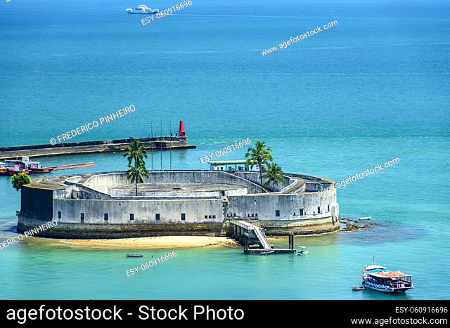 Ancient and historic fortress surrounded by the clear waters of the Salvador sea and built in the 17th century