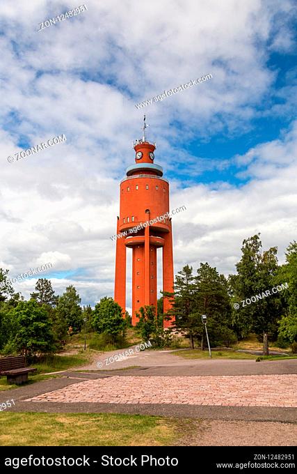 Hanko Finland, the famous water tower of the town on a summer day