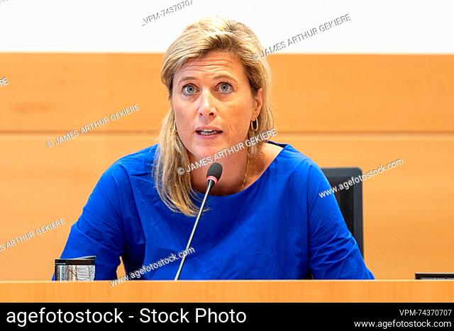 Interior Minister Annelies Verlinden pictured during a session of the chamber commission for Interior Affairs, Monday 18 September 2023 at the federal...