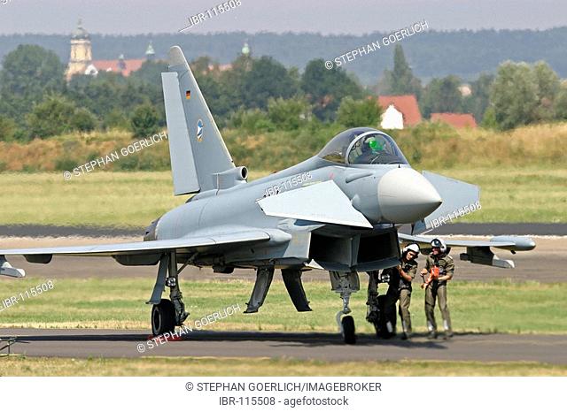 Neuburg/Donau, GER, 25. July 2006 - EUROFIGHTER on the airfield of air fighter squadron 74 in Neuburg/Donau. This squadron is the 2nd one in Germany which was...