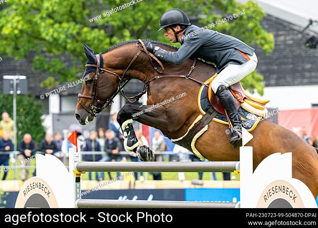 23 July 2023, North Rhine-Westphalia, Riesenbeck: Equestrian sport/jumping: Global Champions Tour, Grand Prix, jumping competition with jump-off