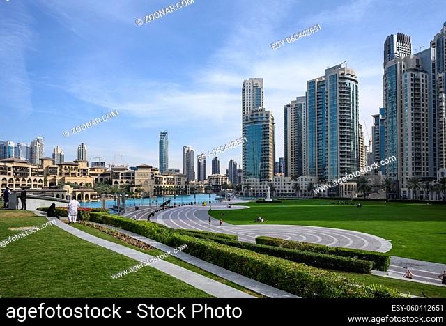 Popular location near singing fountains and Burj Khalifa. Clear Sunny day March 13, 2020
