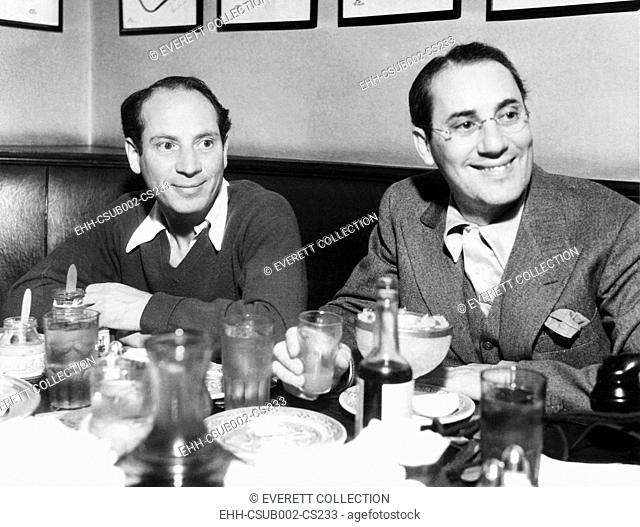 Chico (left) and Groucho Marx at lunch in the famous Brown Derby Restaurant in Hollywood. Feb. 16, 1933 (CSU-2015-11-1249)