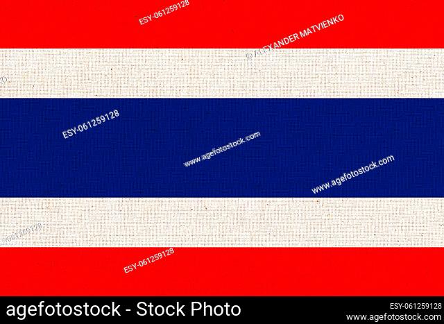Thailand national fabric flag textile background. Symbol of international Asian country. State official Thailand sign. Thai symbol