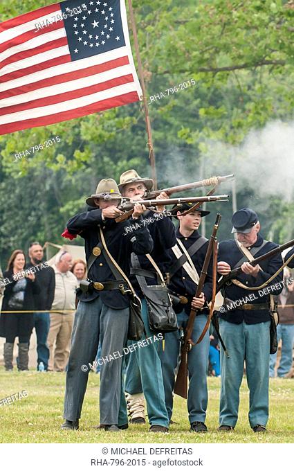 Union soldiers at the Thunder on the Roanoke Civil War reenactment in Plymouth, North Carolina, United States of America, North America