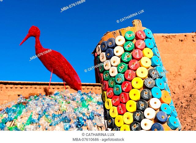 Morocco, High Atlas, Kasbah Ait Ben Haddou, Garbage Art