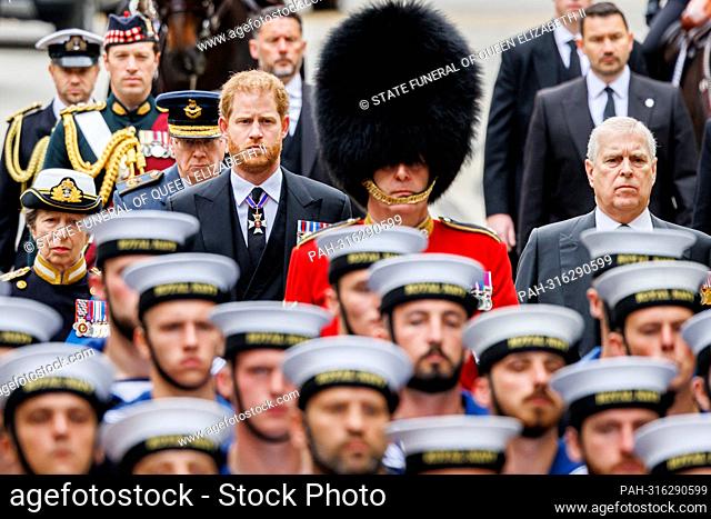 LONDON - King Charles III, William Prince of Wales, Harry Duke of Sussex, Anne the Princess Royal, Andrew Duke of York, Edward The Earl of Wessex