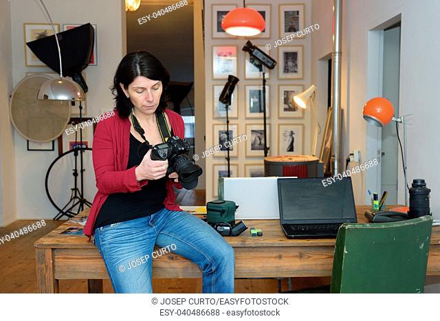 woman working in a photography studio