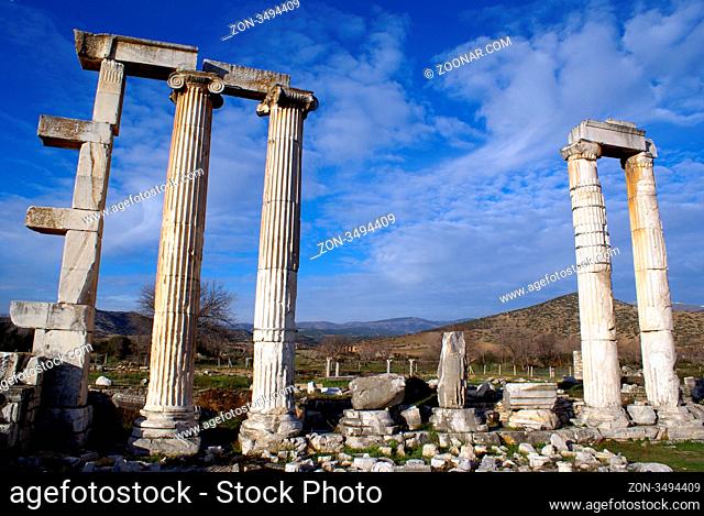 Columns of old temple in Aphrodisias, Turkey