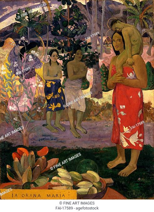 Ia Orana Maria (Hail Mary). Gauguin, Paul Eugéne Henri (1848-1903). Oil on canvas. Postimpressionism. 1891. Metropolitan Museum of Art, New York