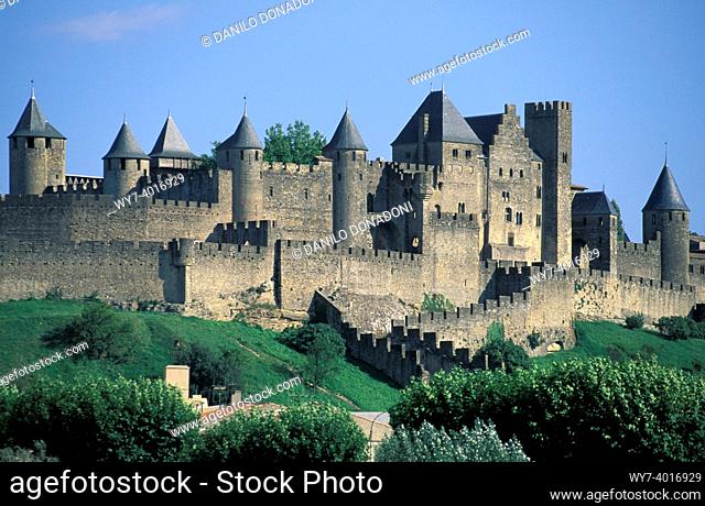 towers of old town, carcassonne, france
