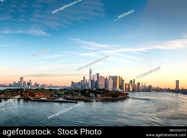 New York skyline in sunrise