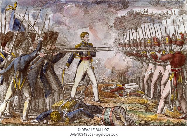 General Cambronne at Waterloo, June 18, 1815, lithograph. Napoleonic Wars, Belgium, 19th century.  Paris, Bibliothèque Nationale De France (Library)