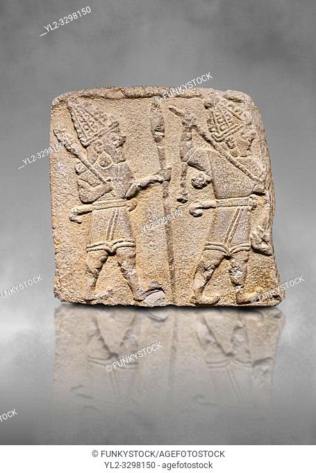 Aslantepe Hittite relief sculpted orthostat stone panel. Limestone, Aslantepe, Malatya, 1200-700 B. C. Anatolian Civilisations Museum, Ankara, Turkey