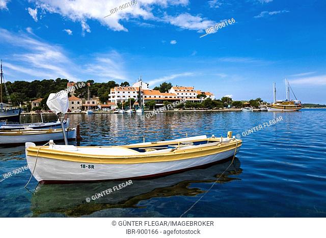 Boat in the port of Pomena, Mljet Island, Dubrovnik-Neretva, Dalmatia, Croatia, Europe
