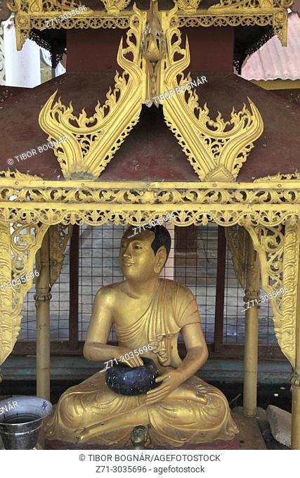 Myanmar, Bagan, Shwezigon Pagoda, Shin Upagok, buddhist arhat, statue,