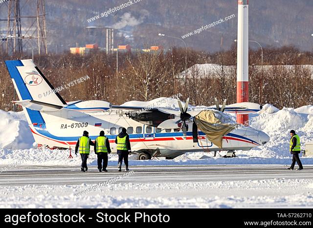 RUSSIA, KAMCHATKA REGION - FEBRUARY 6, 2023: A Let L-410 Turbolet transport aircraft of Kamchatka Air Enterprise is pictured at Petropavlovsk-Kamchatsky...