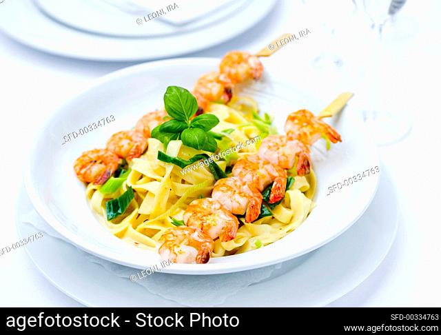 Tagliatelle with king prawns and coconut and chilli sauce