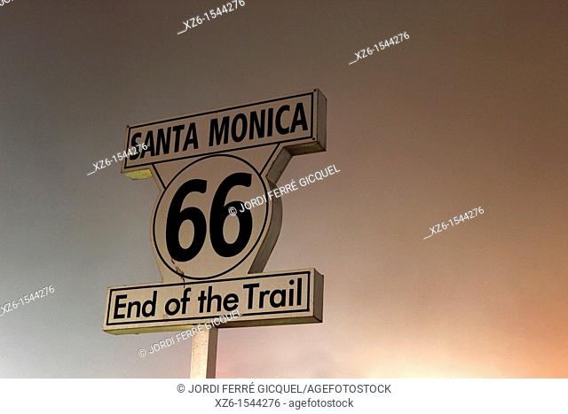 End of route 66 at Santa Monica pier, Los Angeles, California, USA
