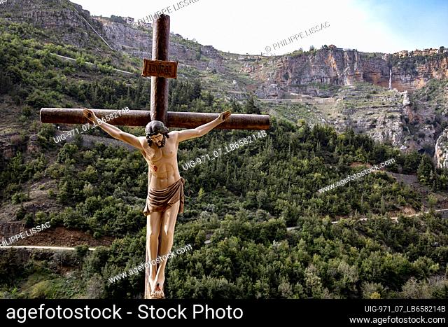 Crucifix in the Qadisha (Kadisha) Holy Valley in Nortern Lebanon