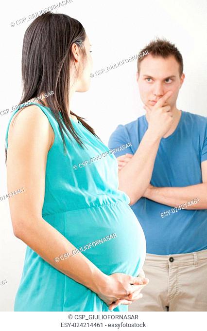 pregnant woman with doubtful husband