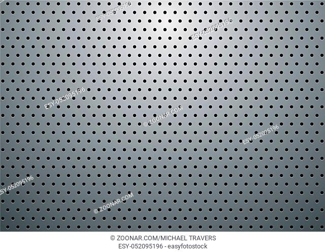 Abstract silver grill background with holes and reflective shadow