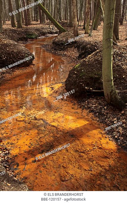 A brook with orange brown water, caused by ore in the ground