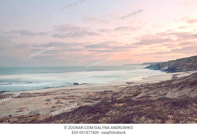 Ocean coast after sunset, Instagram filter