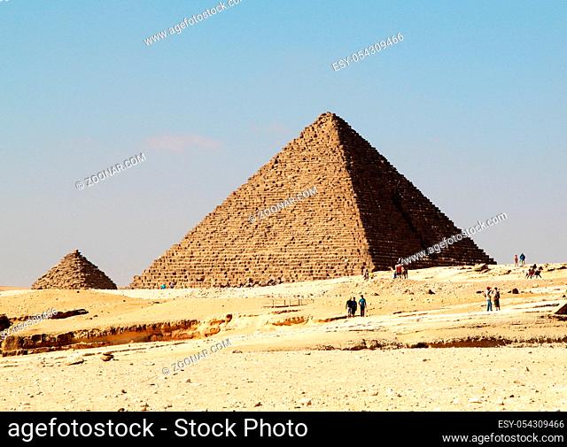 Beautiful Egyptian pyramids Giza, Khafre's and Menkaure