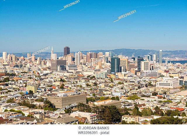 View of the city from Twin Peaks, San Francisco, California, United States of America, North America