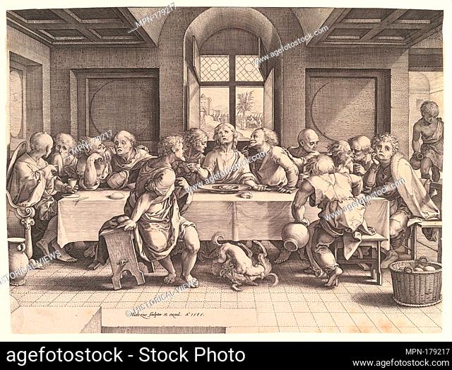 The Last Supper. Artist: Hendrick Goltzius (Netherlandish, Mühlbracht 1558-1617 Haarlem); Artist: After Pieter Coecke van Aelst (Netherlandish