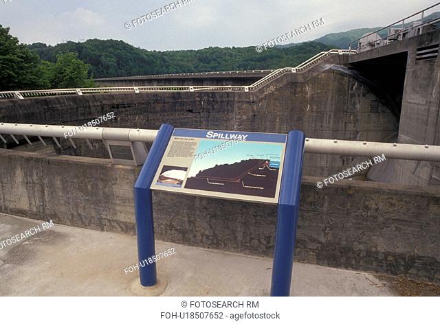 Fontana Dam, NC, North Carolina, Spillway at Fontana Dam, the tallest dam in the Eastern United States, Tennessee Valley Authority