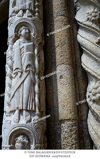 Santiago de Compostela Cathedral columns end of Saint James Way in Galicia Spain
