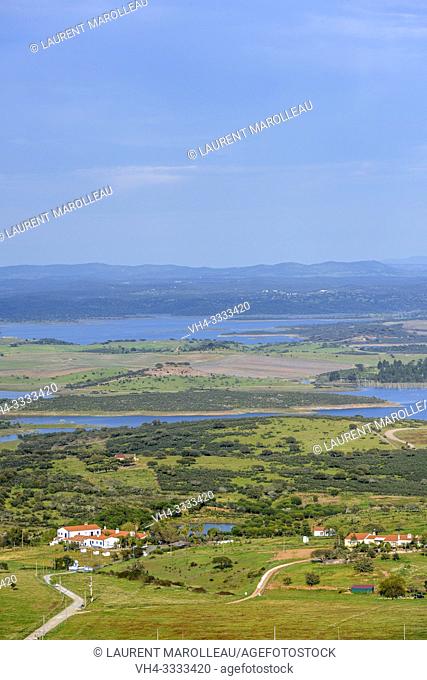 Alqueva Lake viewed from the village of Monsaraz, Reguengos de Monsaraz Municipality, Evora District, Alentejo Region, Portugal, Europe